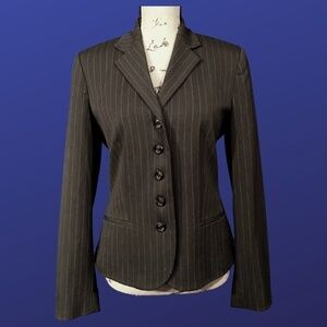 𝅺chaps Ralph Lauren Blazer Jacket, CHARCOAL PIN STRIPE, Size 8, Pre-owned, EUC